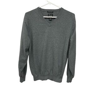 Jos. A. Bank Men's Grey V-Neck Sweater L Pima